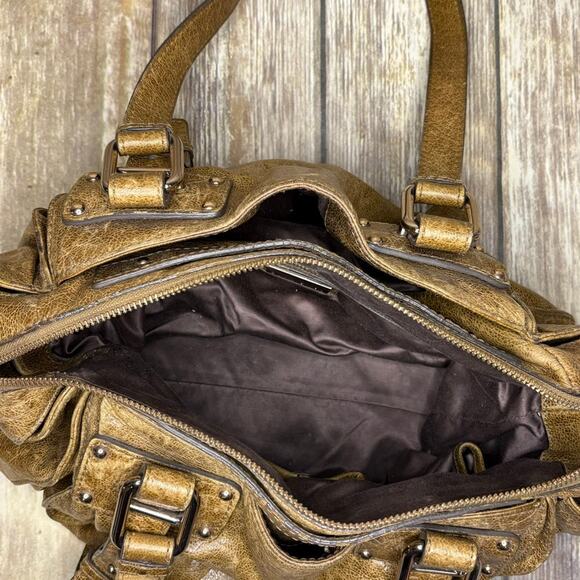 Kooba Distressed Studded Brown Leather Western Y2K Cowgirl Countrycore Handbag - Picture 6 of 10